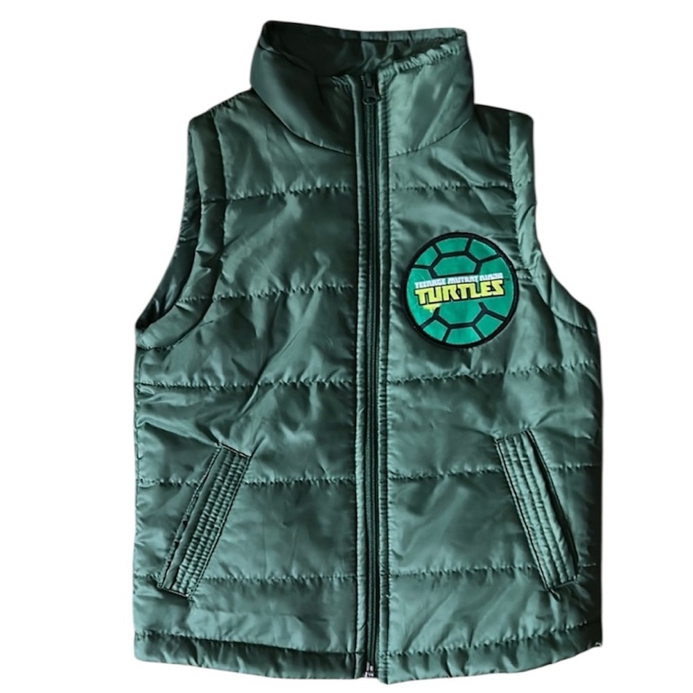 Vintage Green Teenage Mutant Ninja Turtles 90s Puffer Vest 5/6